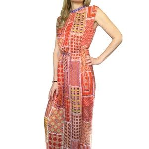Anthro, Small Tanvi Kedia Red Patchwork Maxi Dress